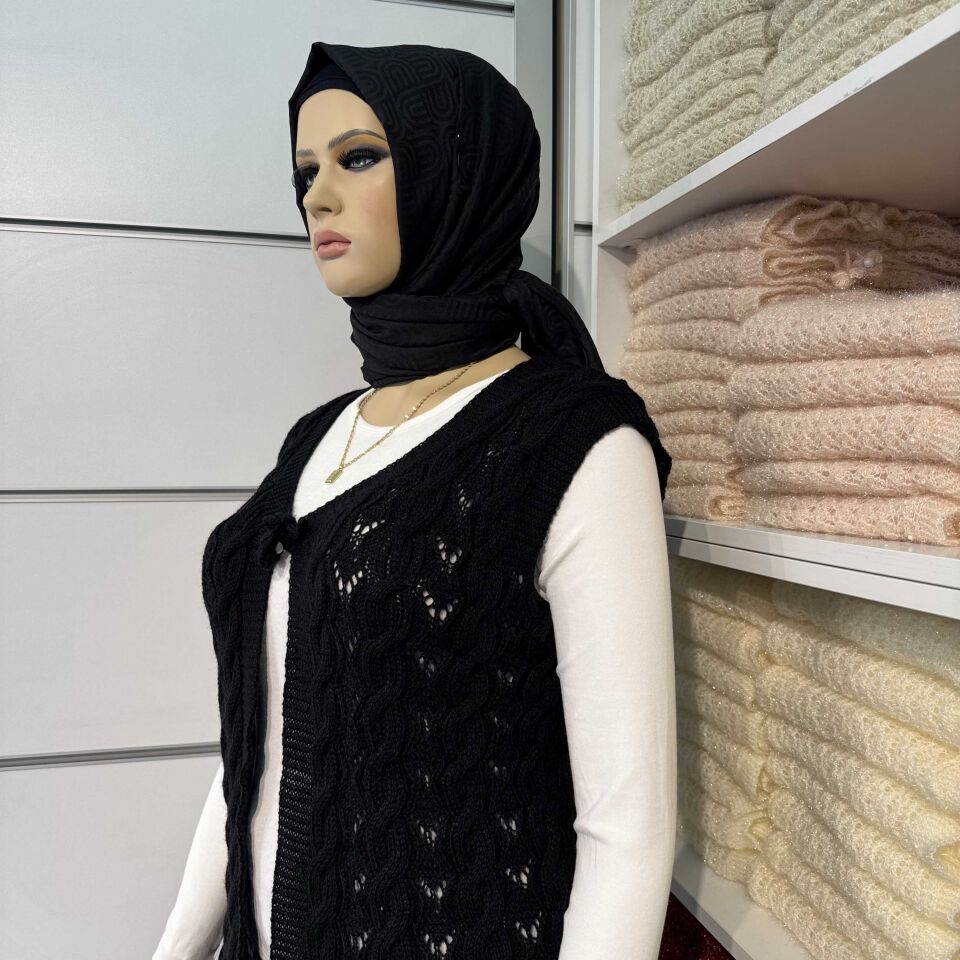 Alize Angora Bağlı Saç Örgü Yelek