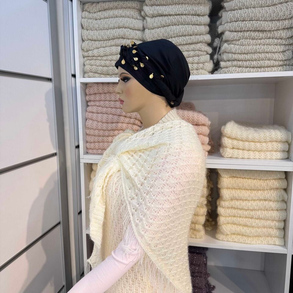 Simli Bağlı Hafif Model Yelek, Şal 2'li Set